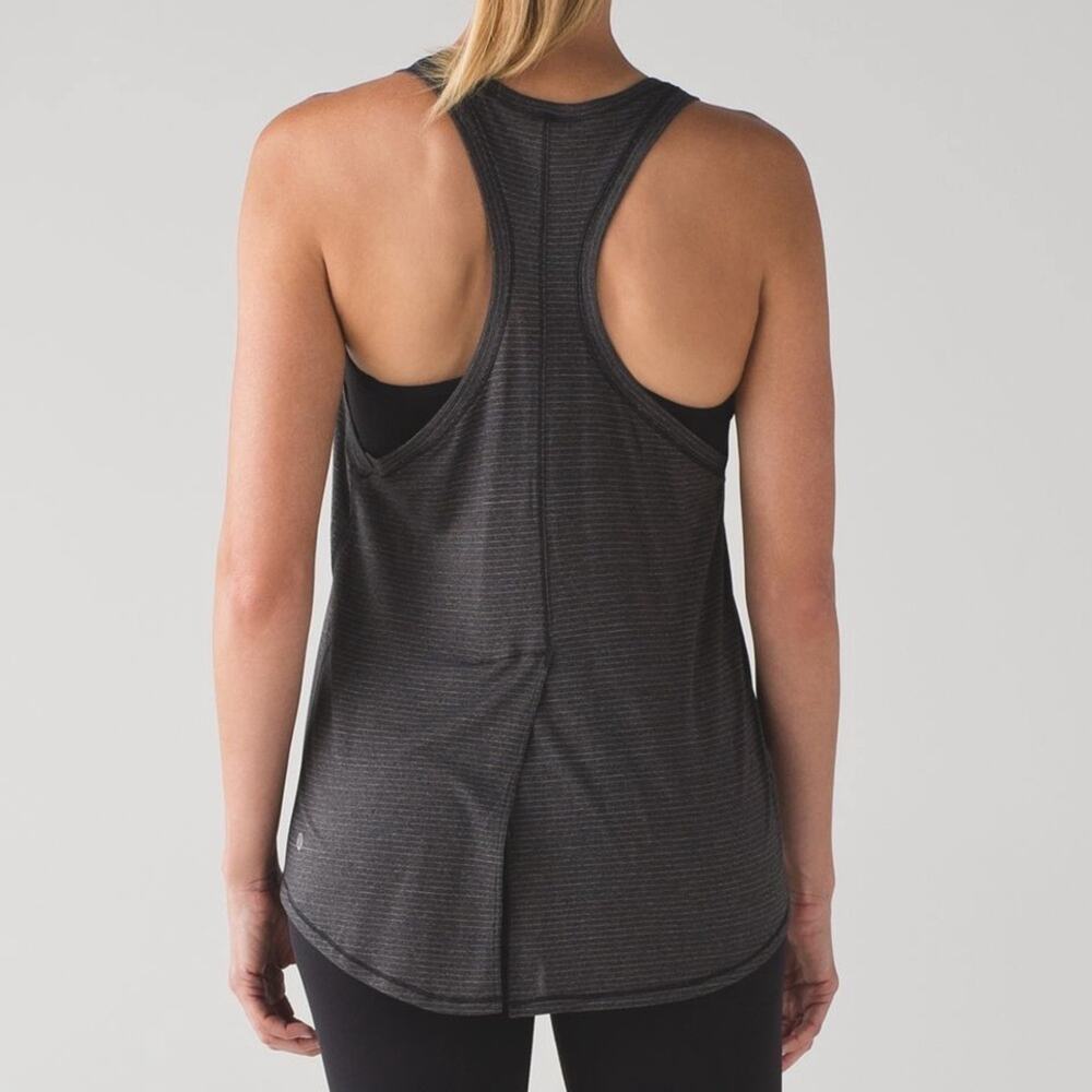 Lululemon Tie It Up Singlet Tank Top Heathered Black Gray Size 4